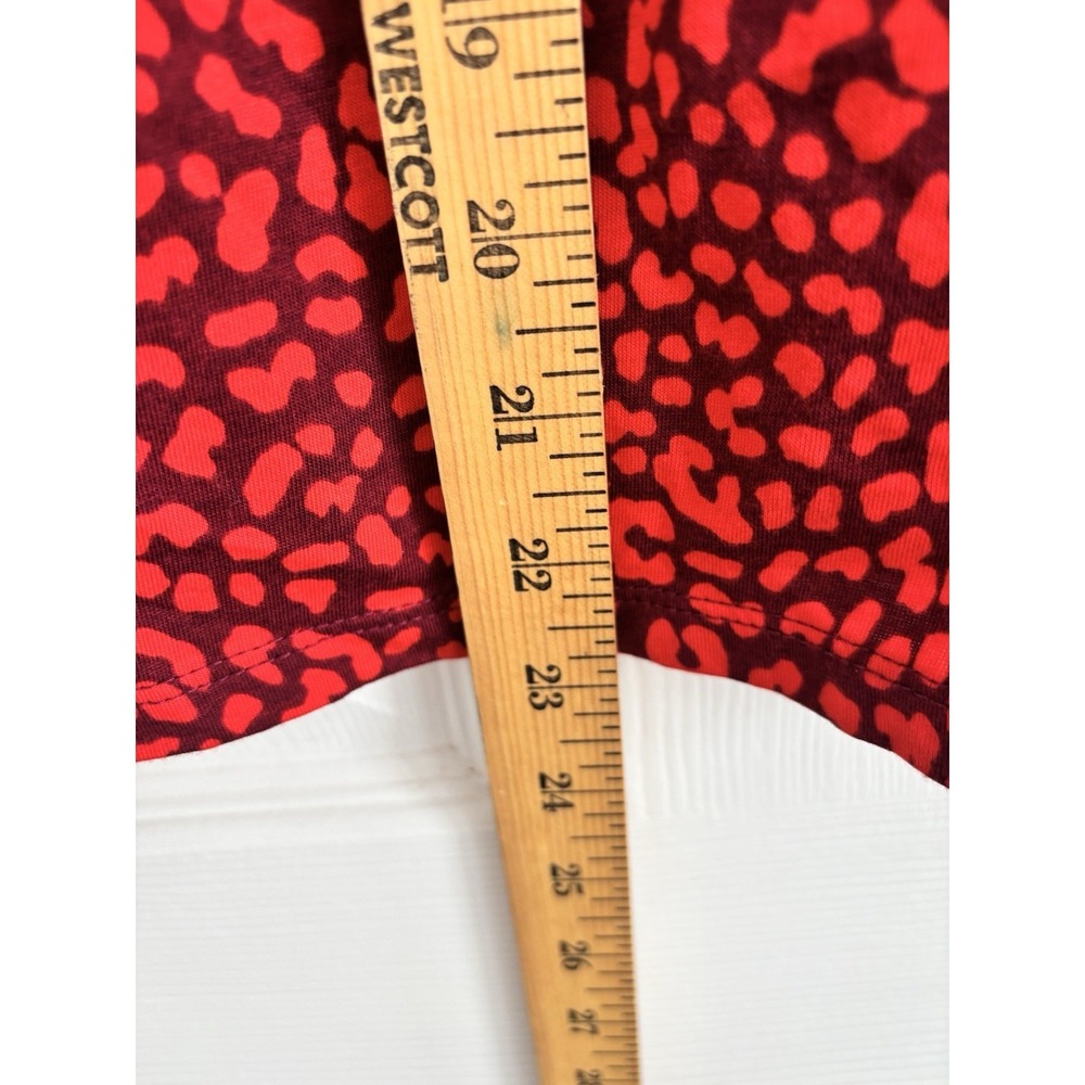 Michael kors Women's L Animal Print Top Cotton Blend 3/4 Sleeve Red Date Night - Picture 7 of 7